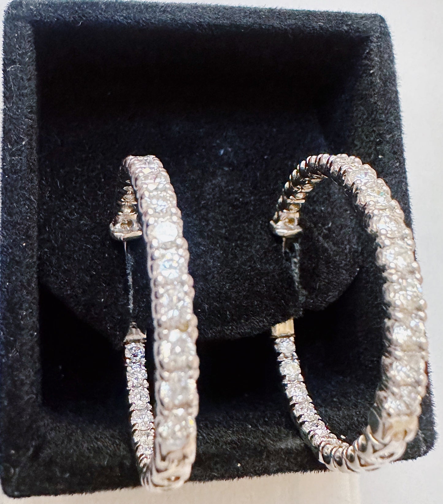 14KT White Gold "Inside Out" Diamond Hoop Earrings