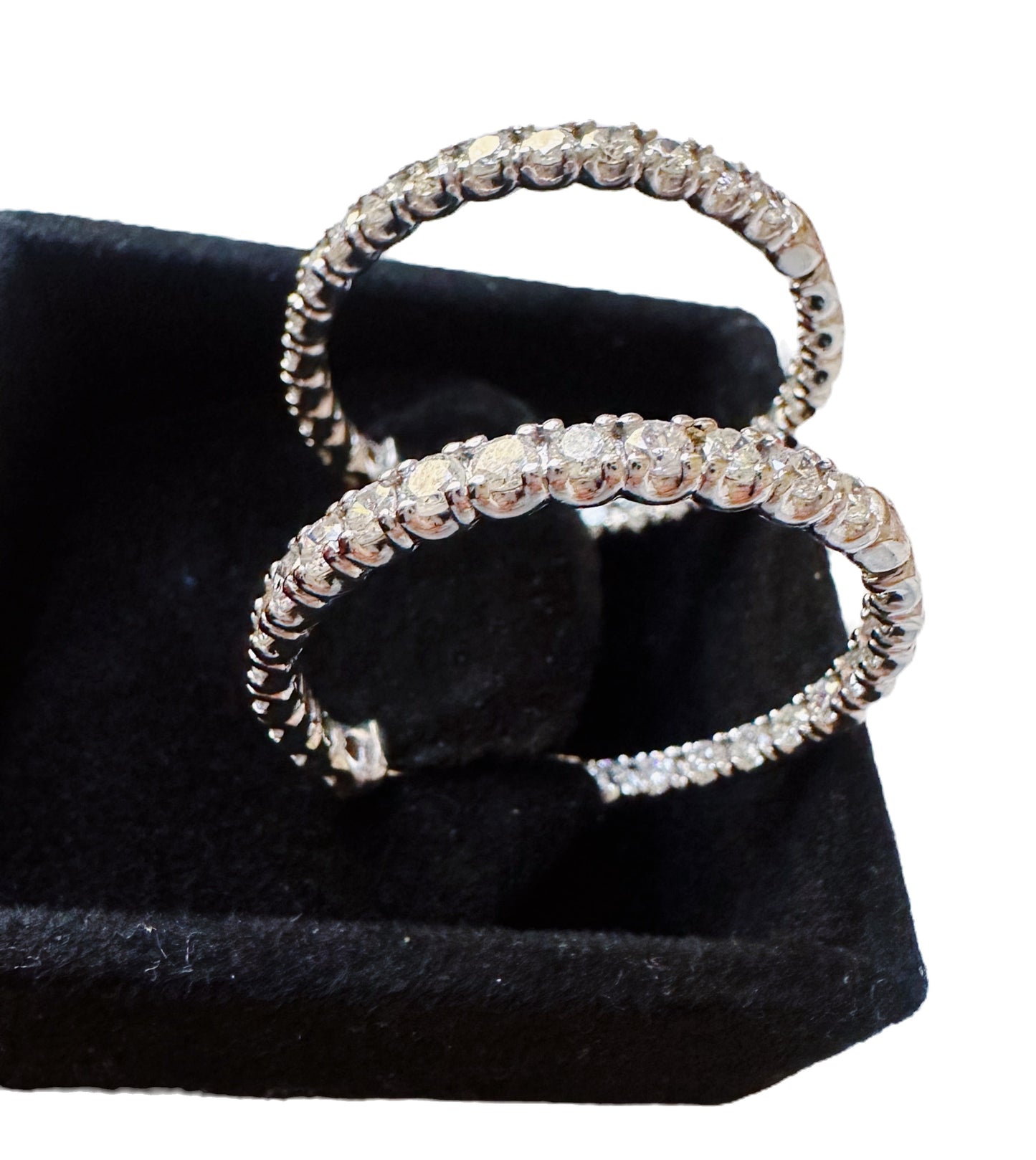 14KT White Gold "Inside Out" Diamond Hoop Earrings