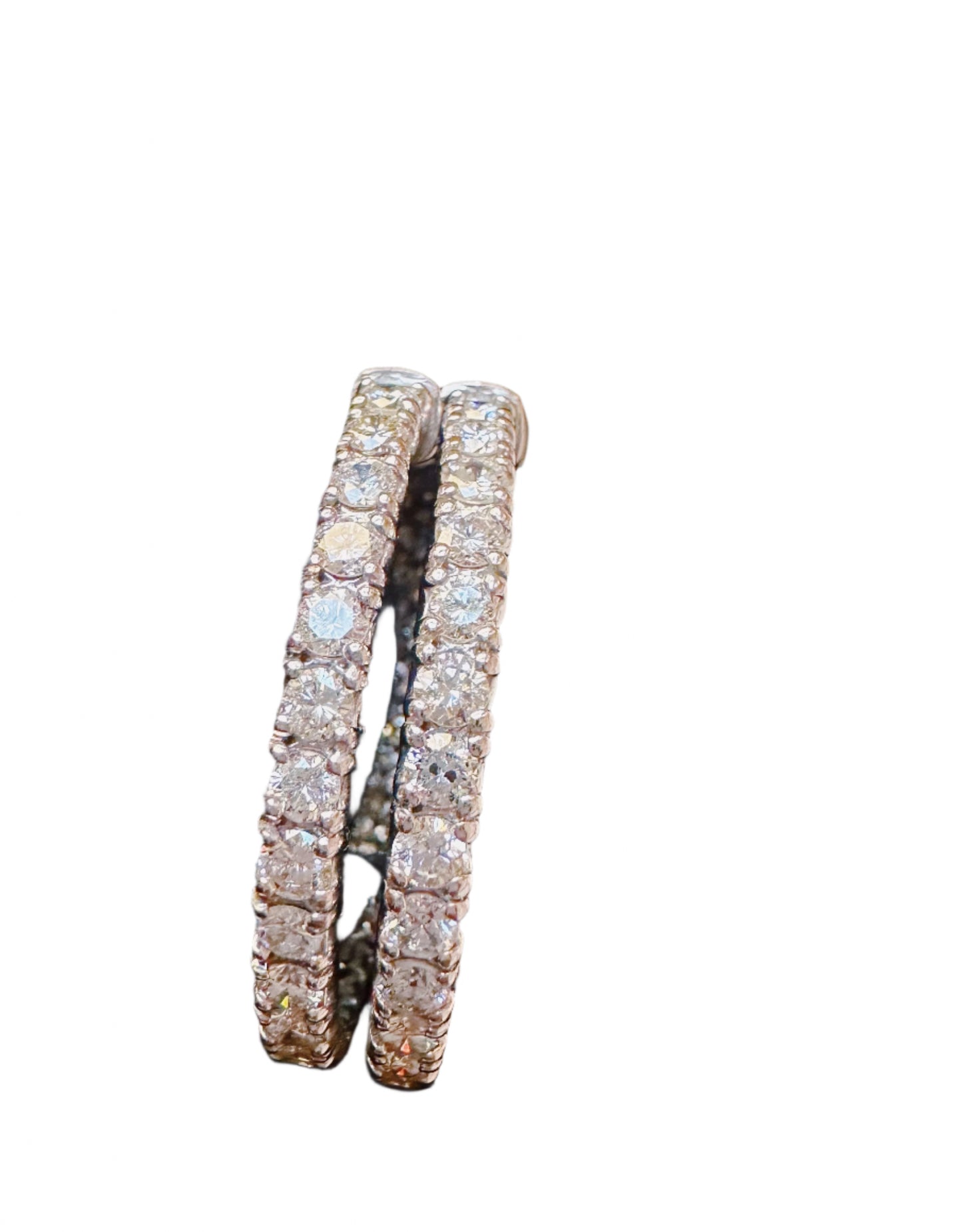 14KT White Gold "Inside Out" Diamond Hoop Earrings