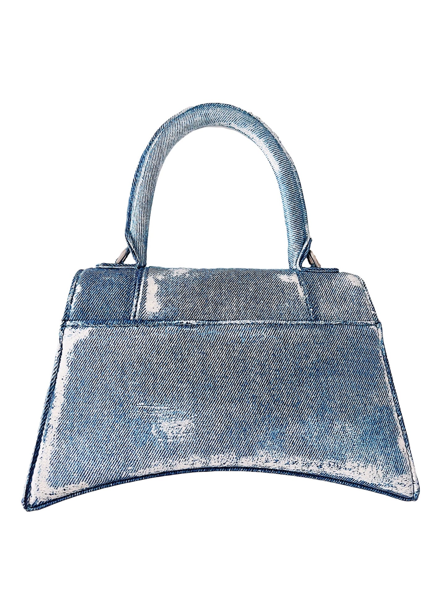 Balenciaga Denim-Effect Small Hourglass Handbag