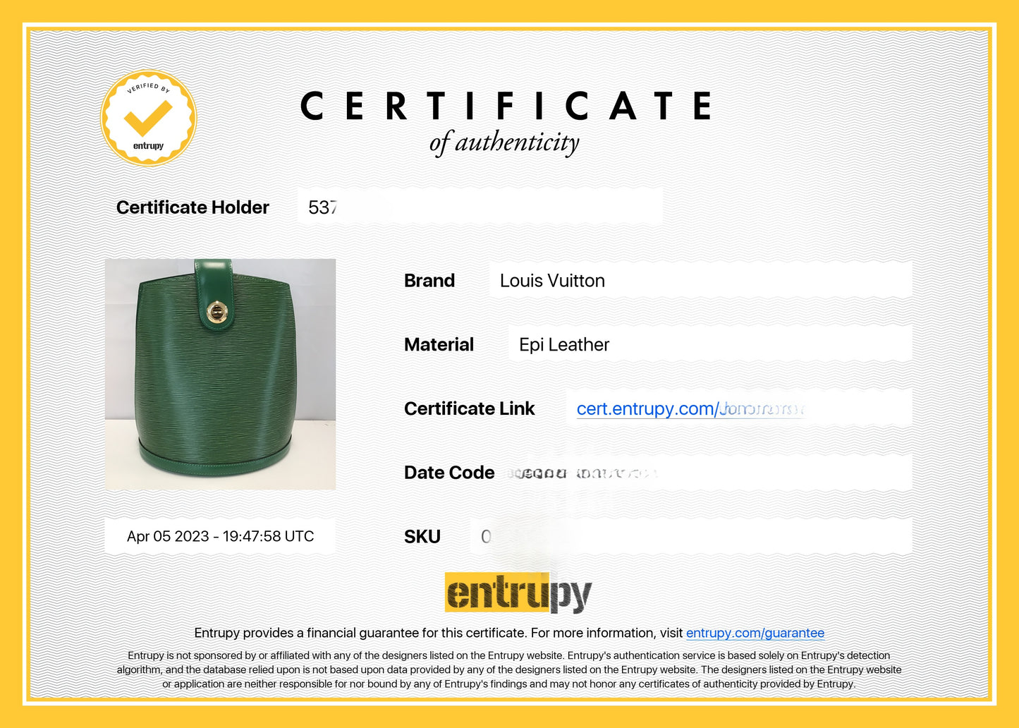 Louis Vuitton Epi Leather Cluny Shoulder Bag Borneo Green