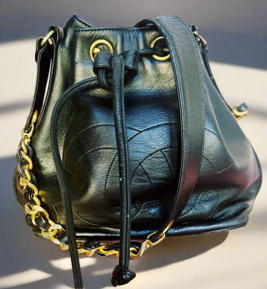 Vintage Chanel Bucket Bag with Gold Chain